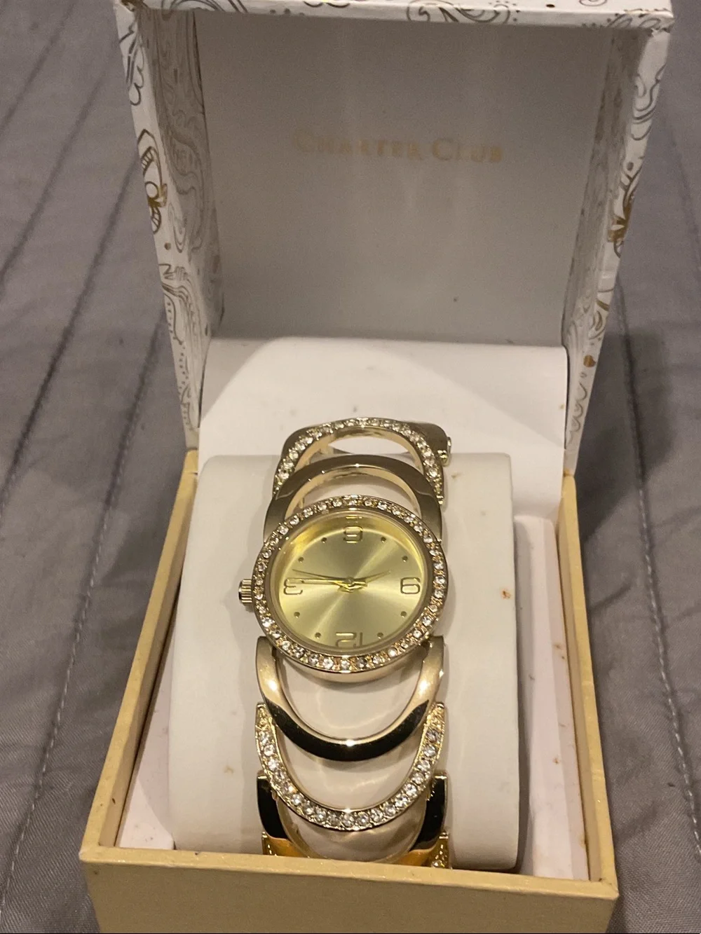 Charter Club Gold Tone Women's Watch with Crystal Accents